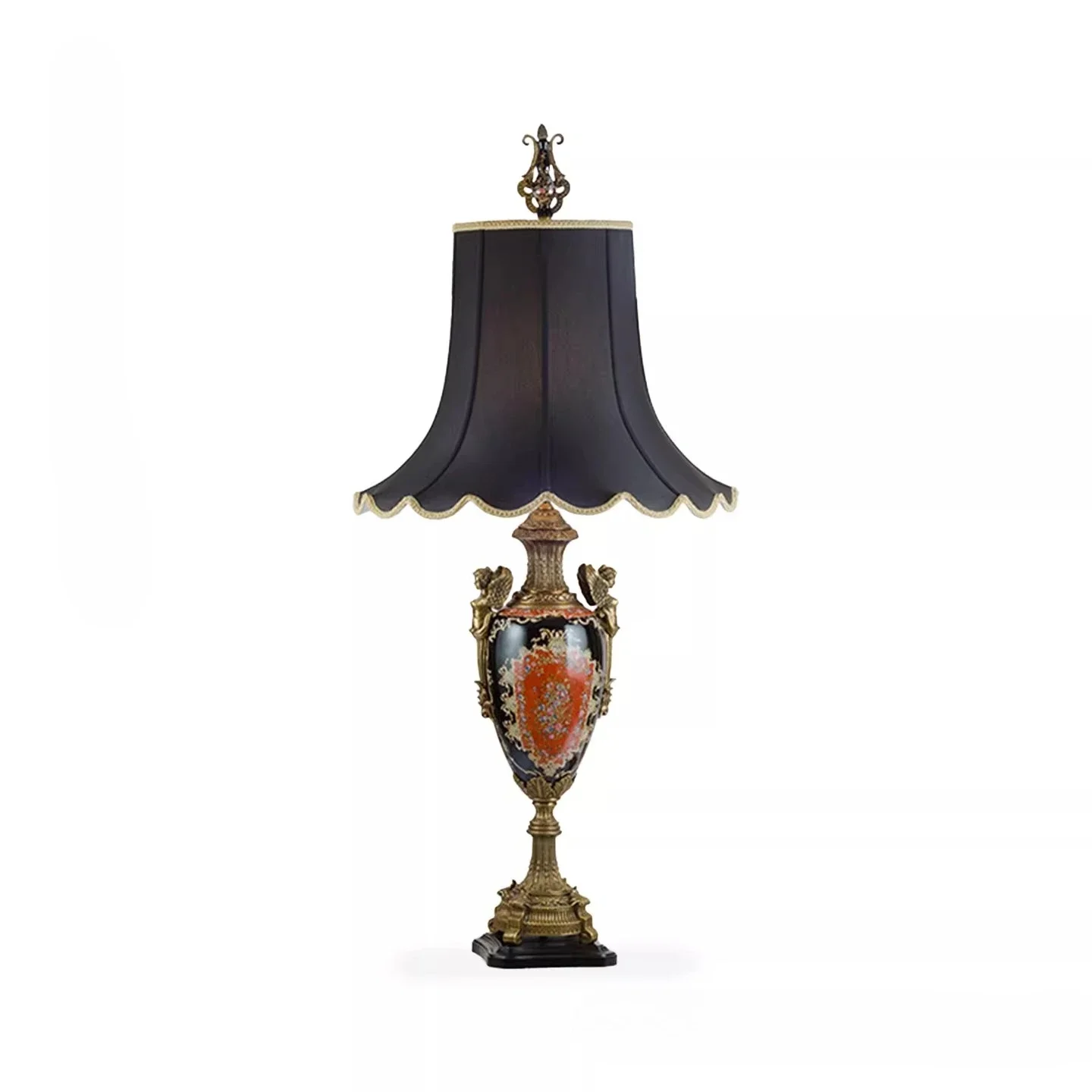 

American retro red and black decorative desk lamp, bedroom bedside lamp, medieval light luxury high-end atmosphere lamp