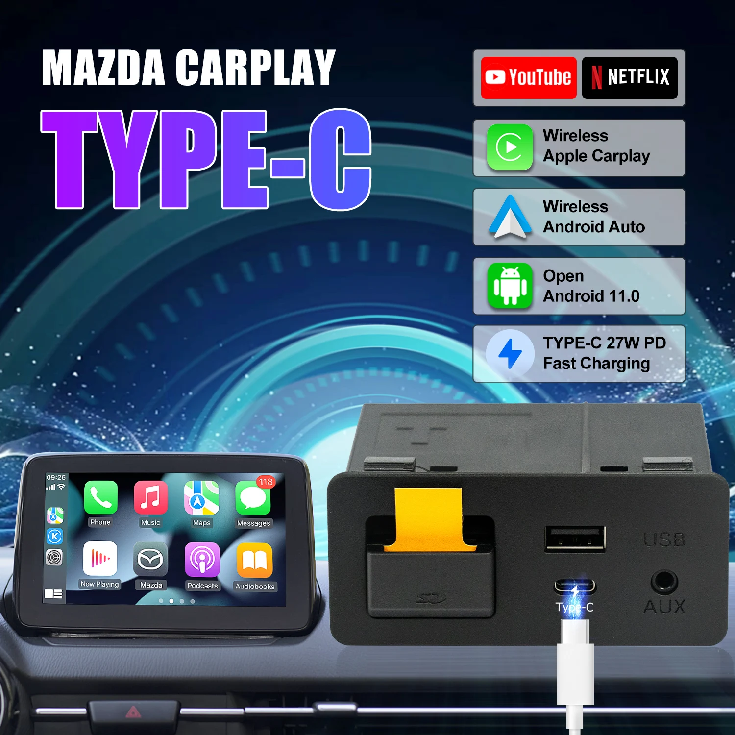 新品 マツダ車用 レトロフィットキット「CarPlay・AndroidAuto」 新品 マツダ車用 レトロフィットキット「CarPlay・AndroidAuto