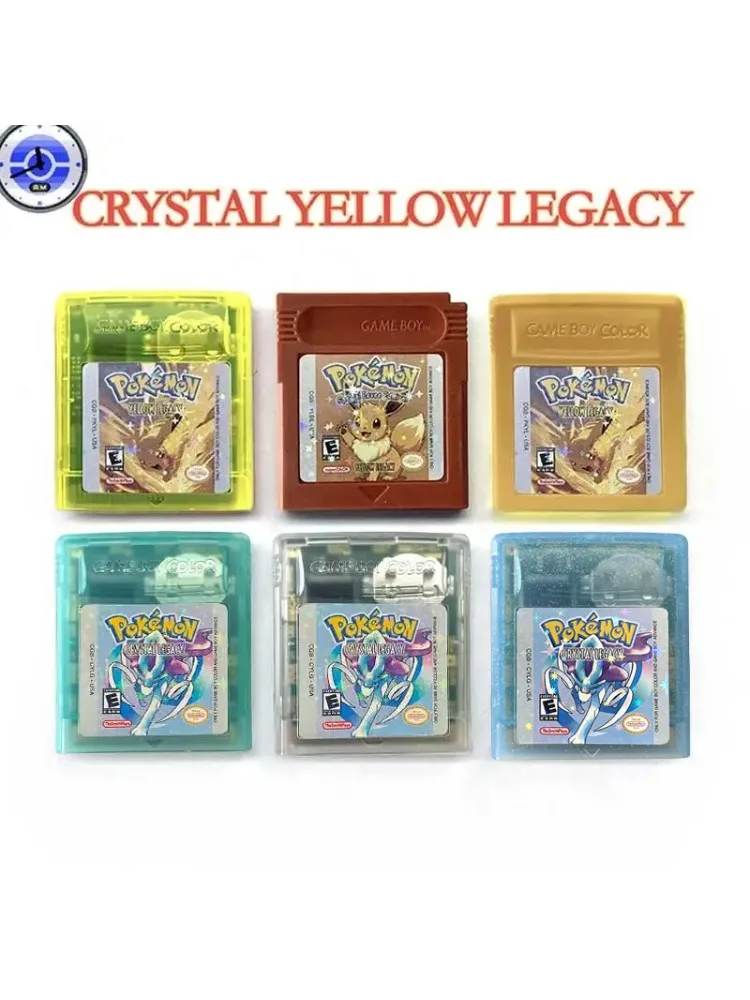 USA RTC Flash Cart – kasetka z grą Pokémon Crystal Legacy Yellow Legacy, z wbudowaną baterią i zegarem czasu rzeczywistego, przeznaczona do konsoli GBC GameBoy Color. — 2