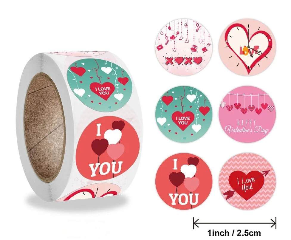 Valentine\'s Day heart-shaped love stickers gift wedding stickers gift label 50-500pcs