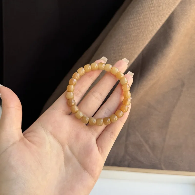 Hetian Bead Women, Extreme Curve Single-Loop Qiemou Sugar Jade Bracelet, Fashionable And Versatile