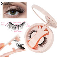 1/2 Pairs Magnetic False Eyelashes Kit Natural Curly Faux Lashes No Glue Needed Magnetic Fake Eyelash with Tweezers Makeup Tool
