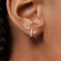 Simple Earrings for Women With Zircon New in Earrings Hoops Woman Trend 2024 Stainless Steel Gold Color Hoop Fashion Jewelry