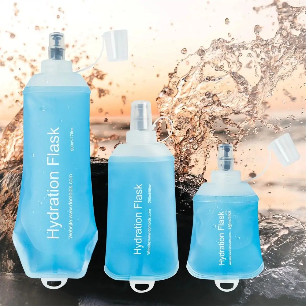 

Hiking TPU Folding Water Bottle Water Bag Soft Flask Sport Water Bottle Blue Collapsible Water Bottle 500ML 250ML 150ML