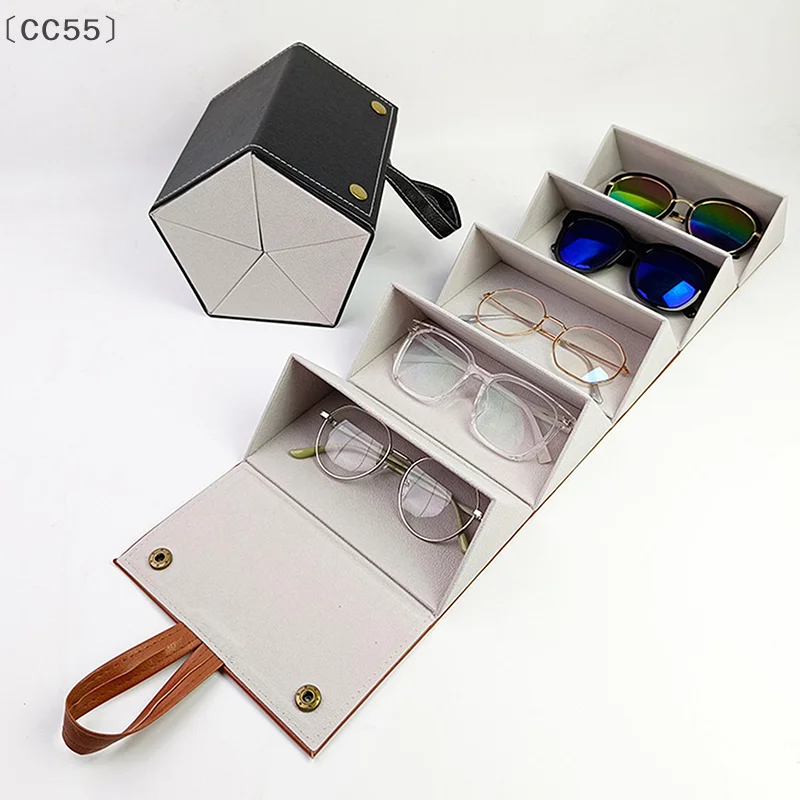 〔CC55〕1Pcs 2/3/4/5/6 Slots Foldable Eyeglasses Holder Storage Box Sunglasses Case Glasses Organizer Portable Glasses Case