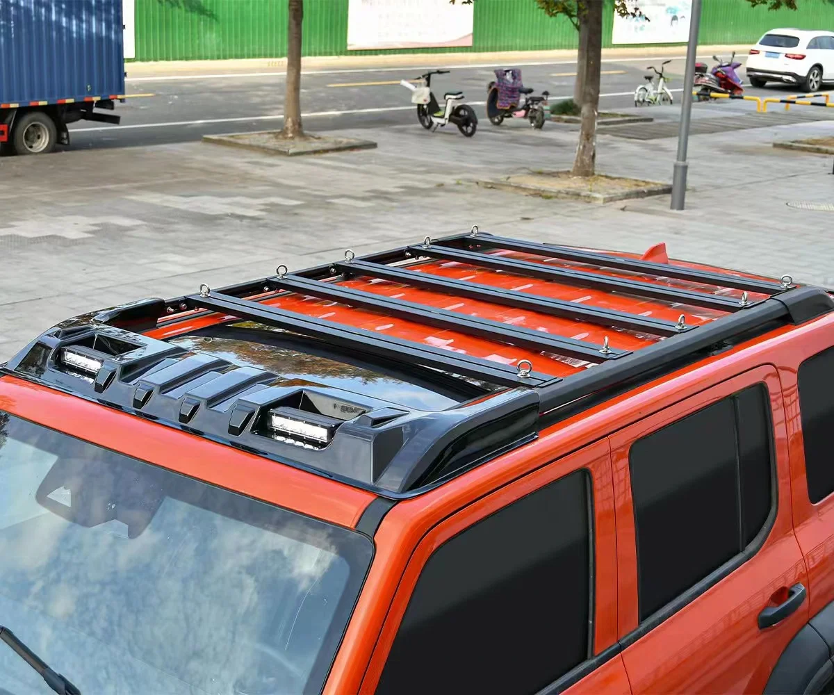 

Hot Sale 4X4 Off-road Bodykit TOP SPOILER WITH LIGHT and ROOF PLATFORM Aluminum Alloy Roof Rack for tank 300custom