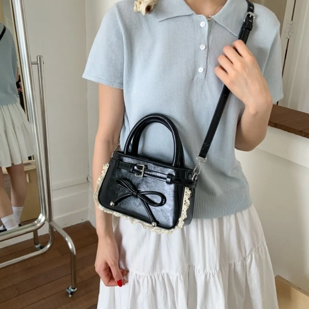 

Elegant Korean Bow Leather Bag Sweet Stylish Bow Crossbody Bag Versatile Lace Women's Handbags Ladies