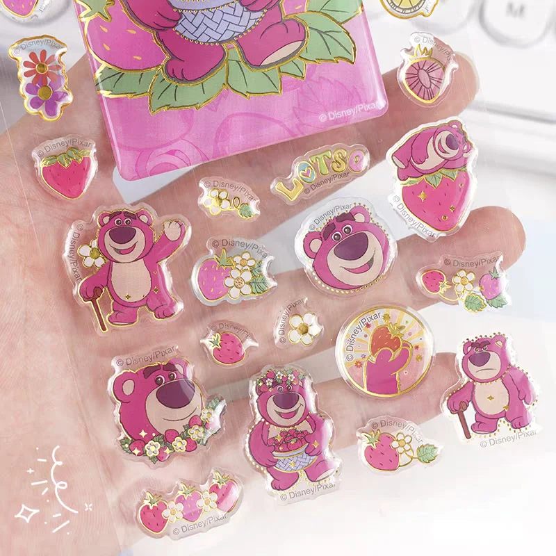 Disney Toy Story Lotsohuggin Bear Kawaii 3D Three-Dimensional Golden Edge Jelly Texture Resin Sticker Guuka Material Girl's Gift