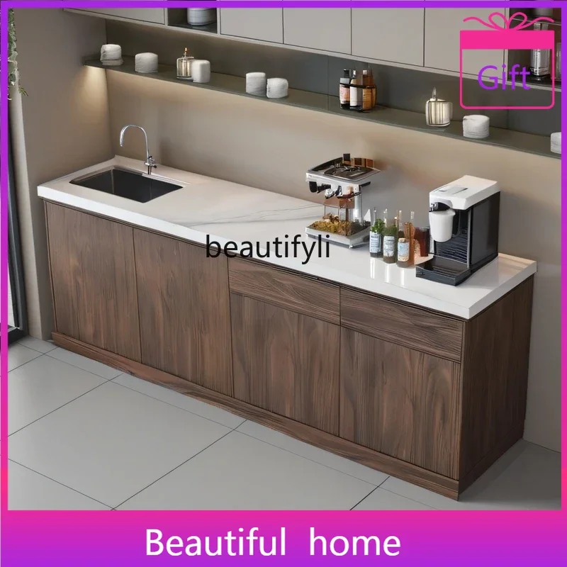 

zxCompany water bar office tea cabinet with sink operation table wash basin integrated cabinet