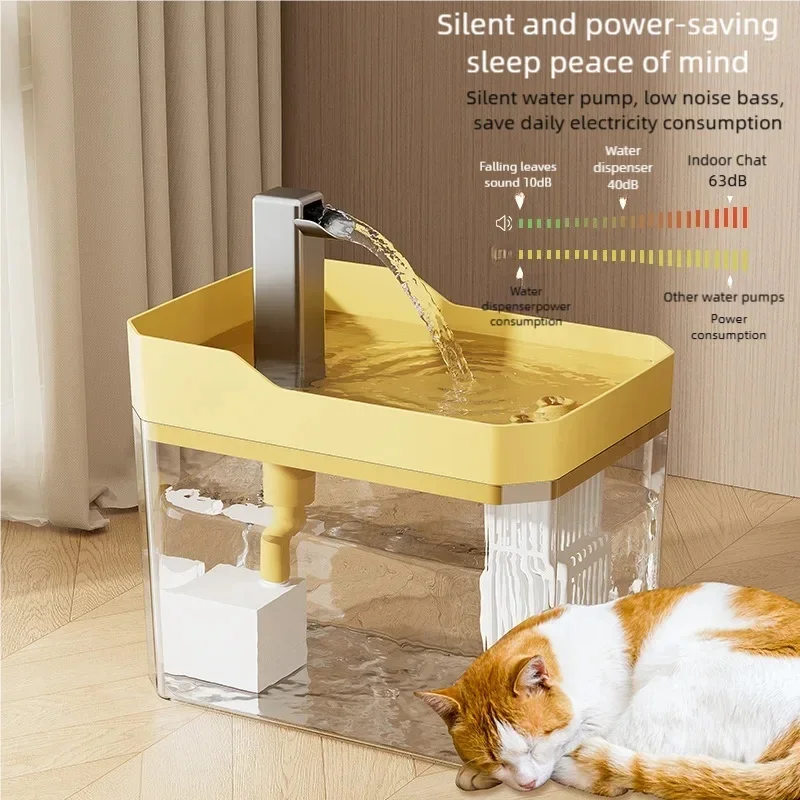 USB Auto Filter Cat Water Fountain Recirculate Filtering Water Dispenser Transparent Pet Drinker Anti-Dry Burning Pump for Pets