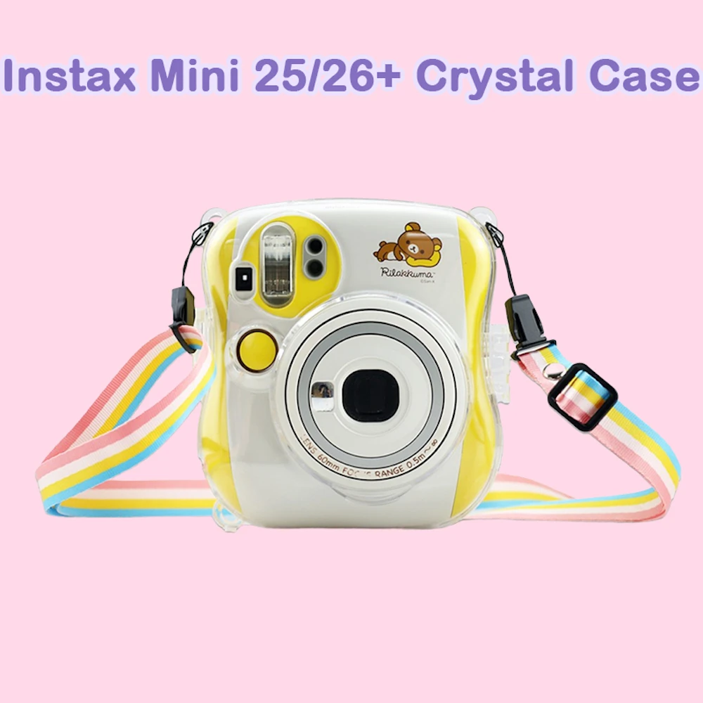 Instax Mini 25/26+ Transparent Case Crystal Case Camera Protective Case with Strap CAA06