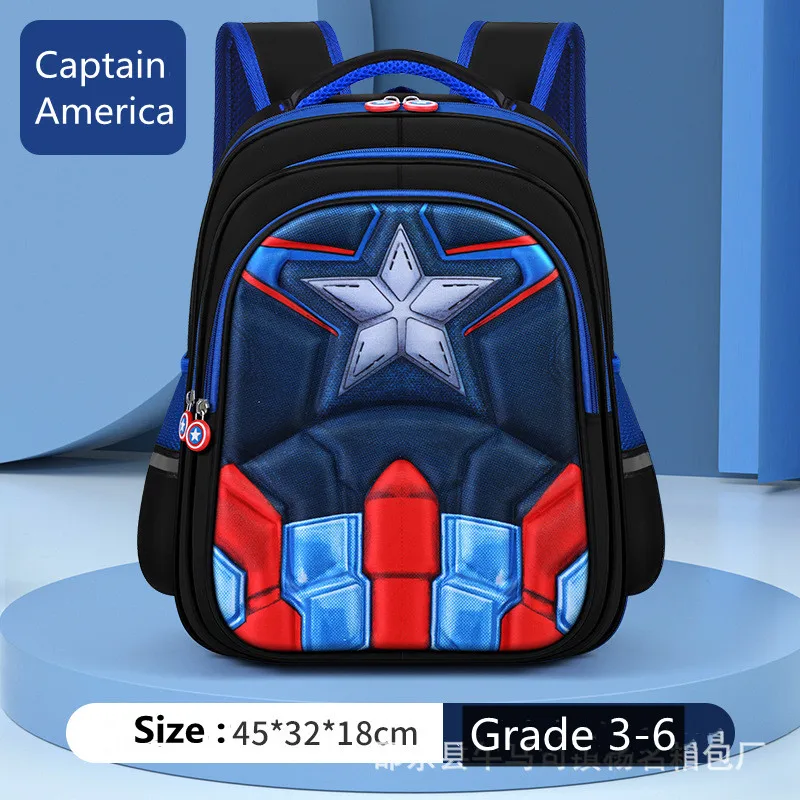 Marvel Boy Orthopedic School Bag Primary Student Shoulder Backpack Spider Man Captain America Large Capacity Kids Gifts Mochilas