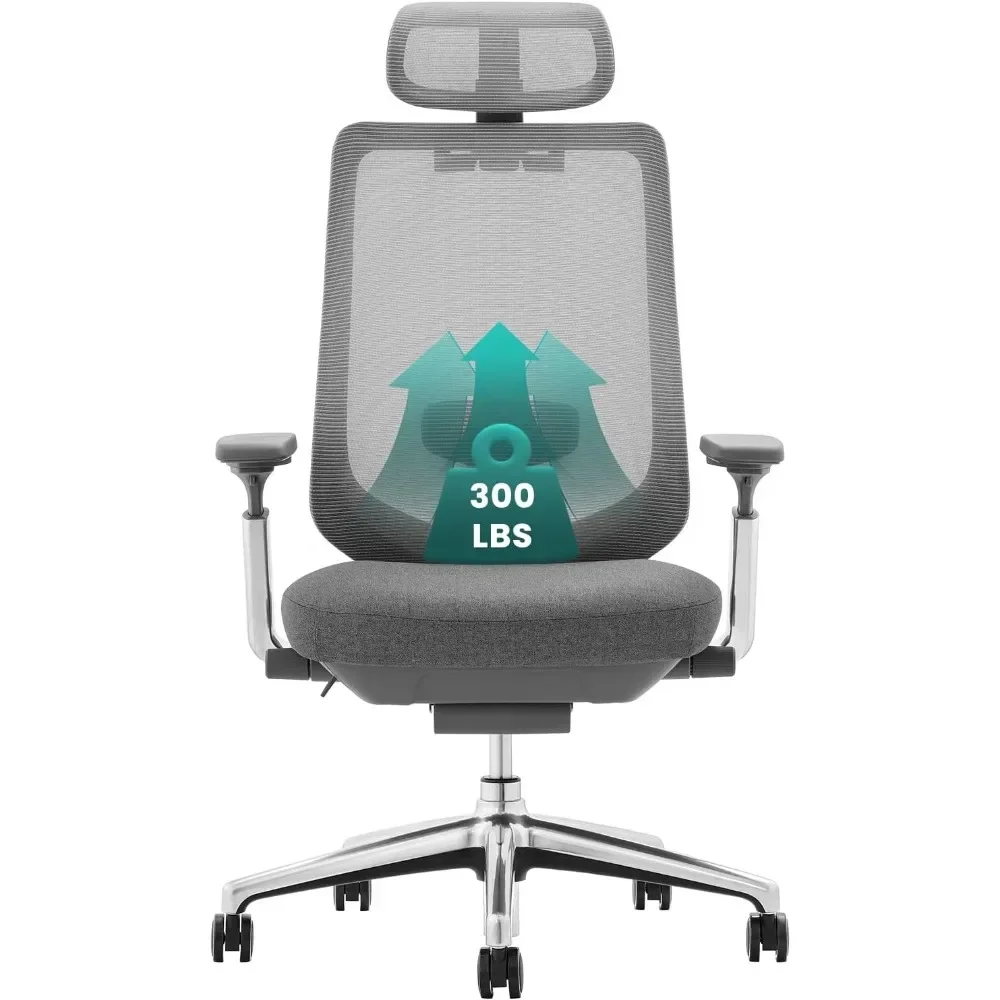 

Nordic Minimalist High Back Mesh Office Chair Ergonomic, Computer Desk with Headrest Adjustable and 4D Arms,Tilt Lock,Slide Seat