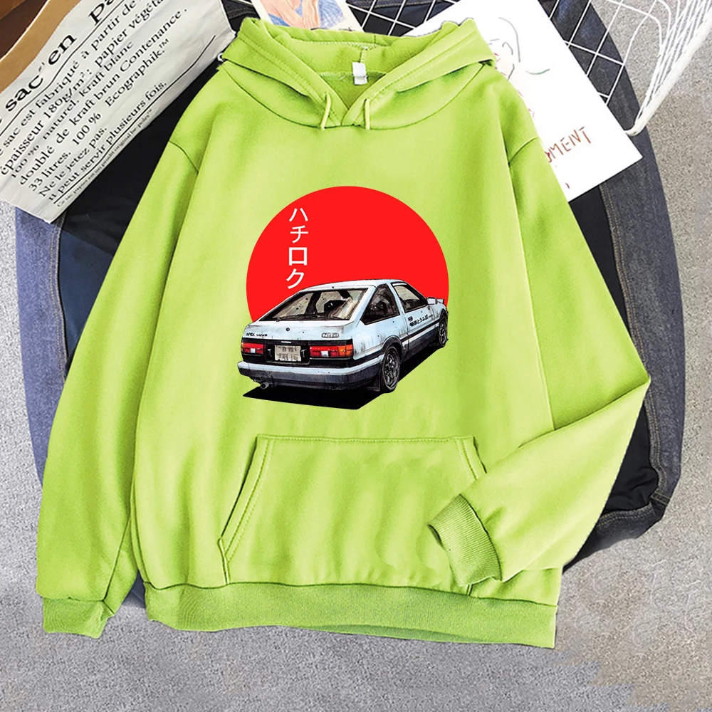 Manga Hoodie AE86 Fashion Print Sweatshirt Japanese Long Sleeve Hoodies Men Women Harajuku Anime Sweatshirts Man Cartoon Car