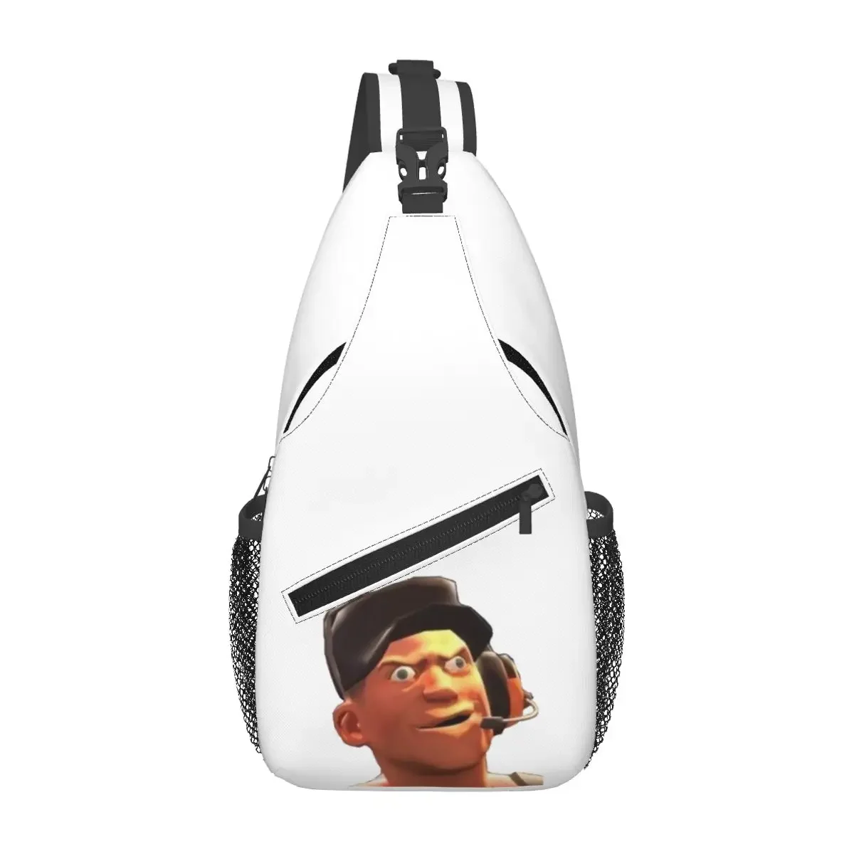 Team Fortress 2 TF2 Scout Gmod Face Funny Meme Chest Bag Men Sling Crossbody Backpack Chest Bag Hiking Daypack Shoulder Bag