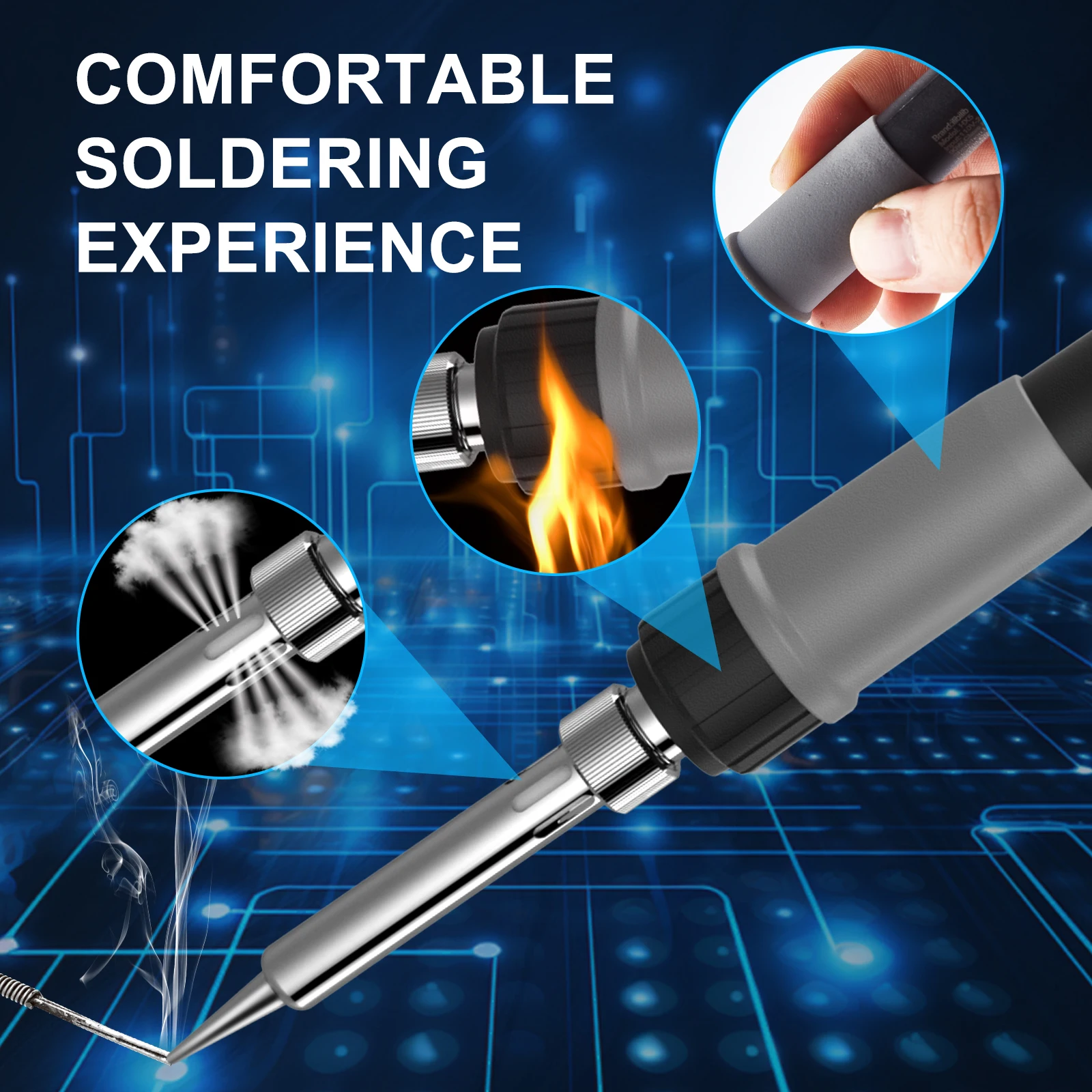 ILIBILIB 90W Solder Iron 110V-240V LCD Digital Thermostat 180-500°C Fast Heating 6-In-1 Professional Welding Kit - view 4