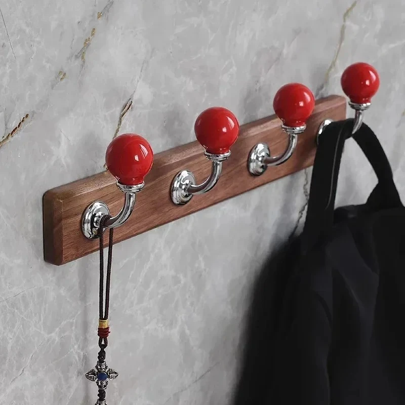 Walnut Wood Bending Hooks Clothing Hat Hook Wall-mounted Storage Hanging Hooks Wall Storage Holder Multiple Decorative Shelves