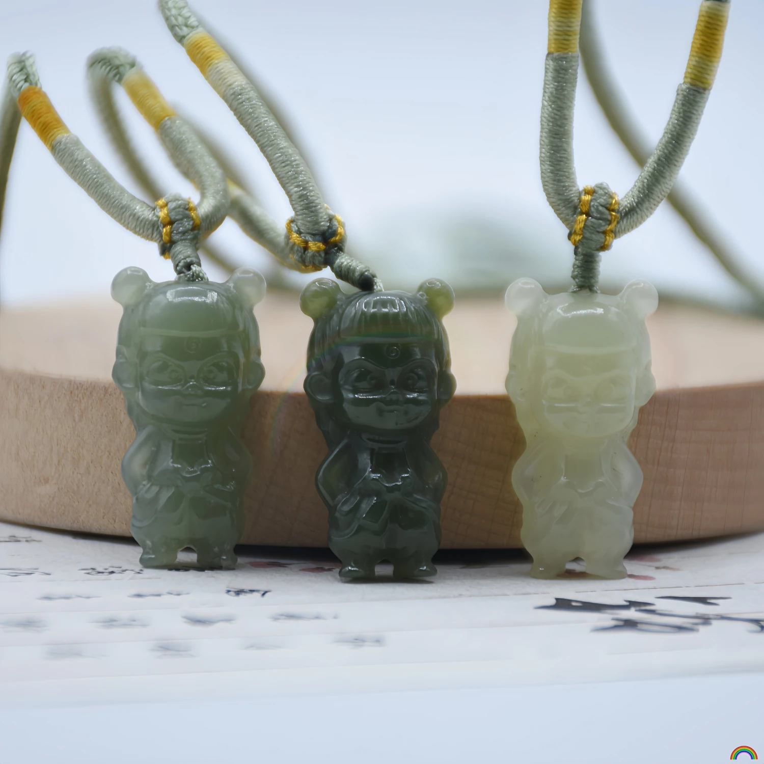 Natural Hotan Jade Carved Nezha Pendant Blue Falling Childlike Boy and Girl Baby Devil Child Jade Pendant Rwbuy