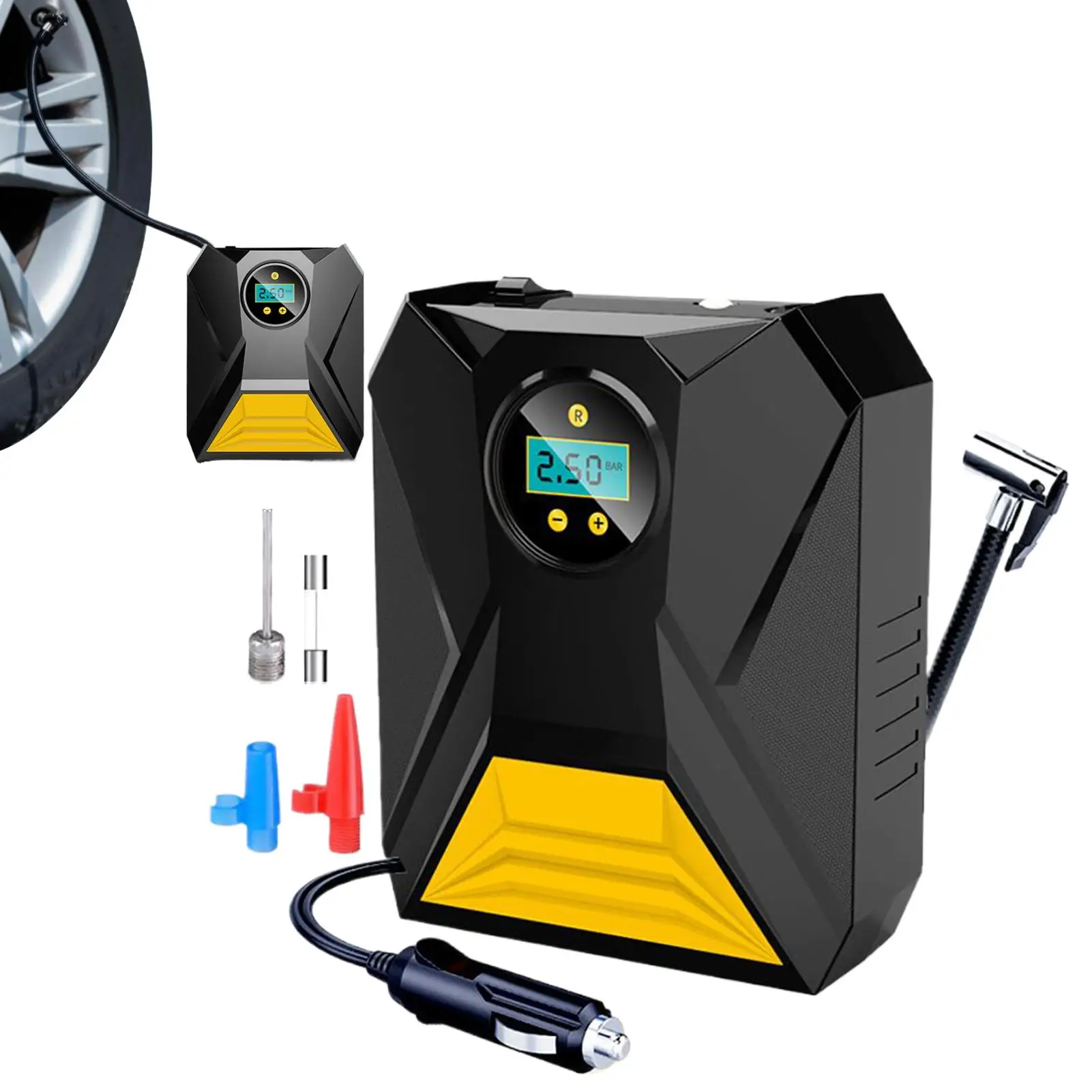 

Воздушный компрессор, беспроводной насос для накачивания шин, портативный воздушный компрессор, 12 В, электрический цифровой дисплей, манометр, беспроводной для грузовика, автомобиля