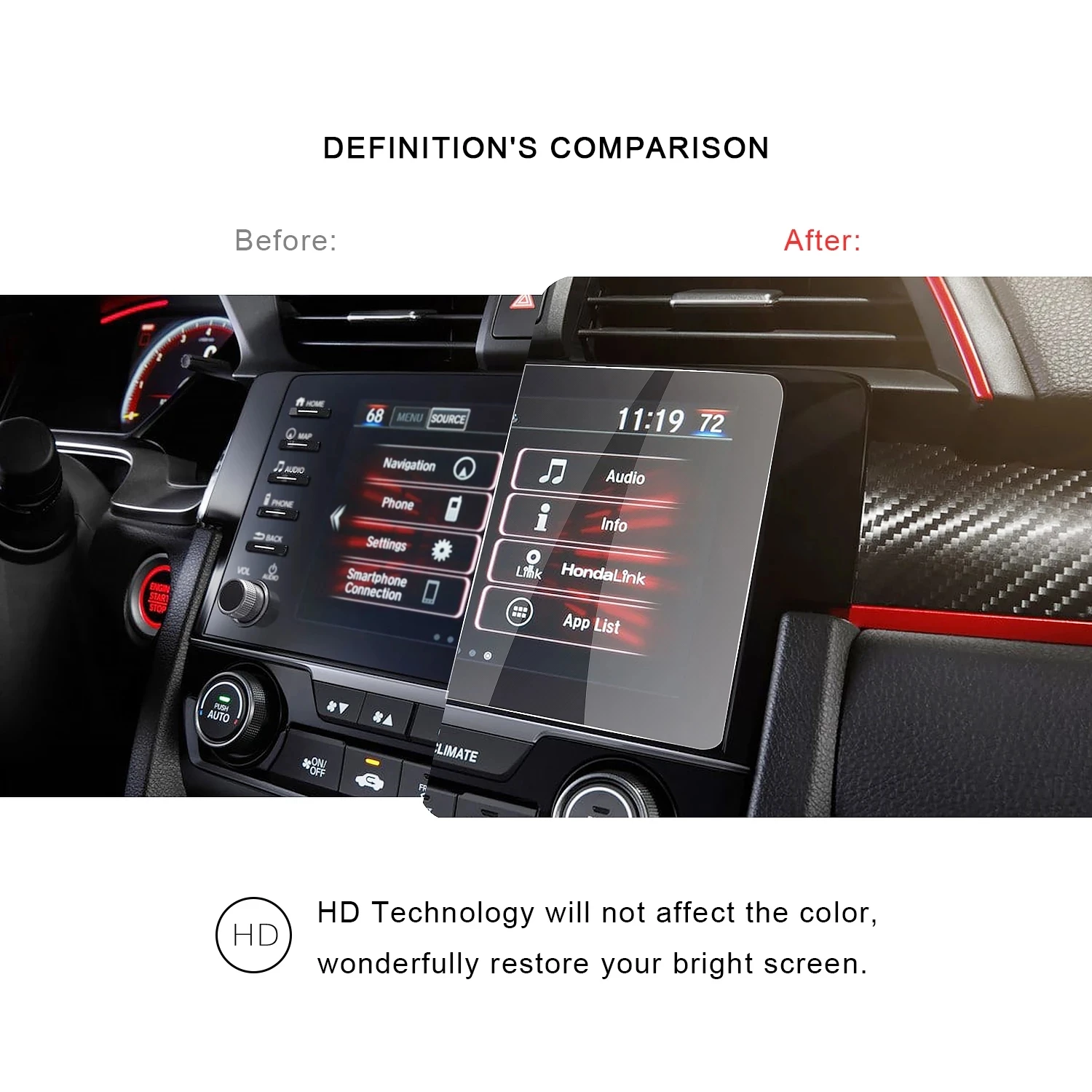 

Tempered Glass Film For Civic Sport 2019 2020 Car GPS Navigation Touch Center Screen Protector Auto Interior Accessories