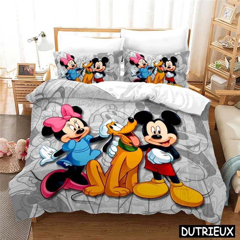 3D Printed Disney Cartoon Mickey Minnie Mouse Dog Duvet Cover Set Queen King Size Bedding Set Bedspread Home Textile Bedclothes