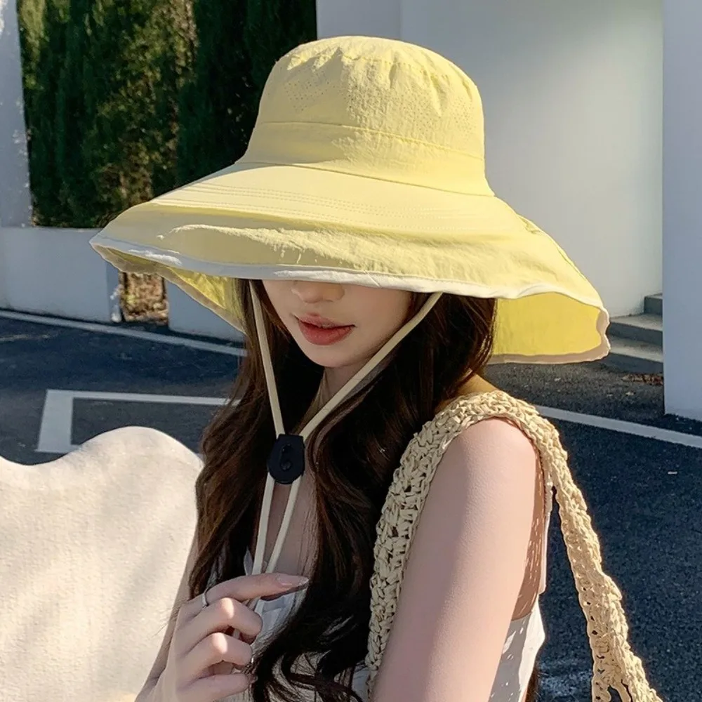 

Simple Solid Color Sunshade Shawl Cap Wide brim Polyester Neck Protection Hat Lightweight Breathable Neck Cover Hiking Cap Gift