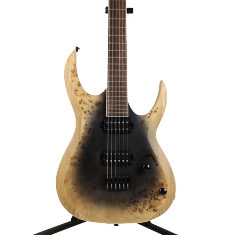 2022 New Arrival China Supplier Ash Body Poplar Burl 6 Strings Metal Electric Guitar