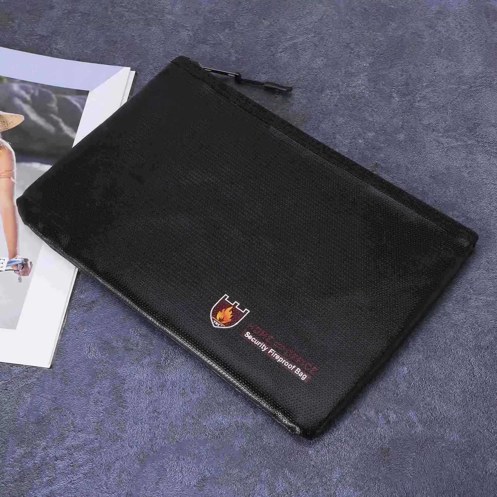 GO-2X กระเป๋าเอกสารกันไฟ, กระเป๋ากันน้ำและกันไฟพร้อมซิปกันไฟสำหรับไอแพด, เงิน, เครื่องประดับ, หนังสือเดินทาง