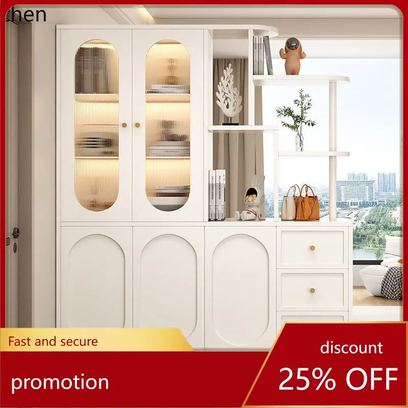 

CZ Solid Wood Shoe Cabinet Entrance Wall-Mounted Hallway Cabinet Partition Living Room Storage Organizer