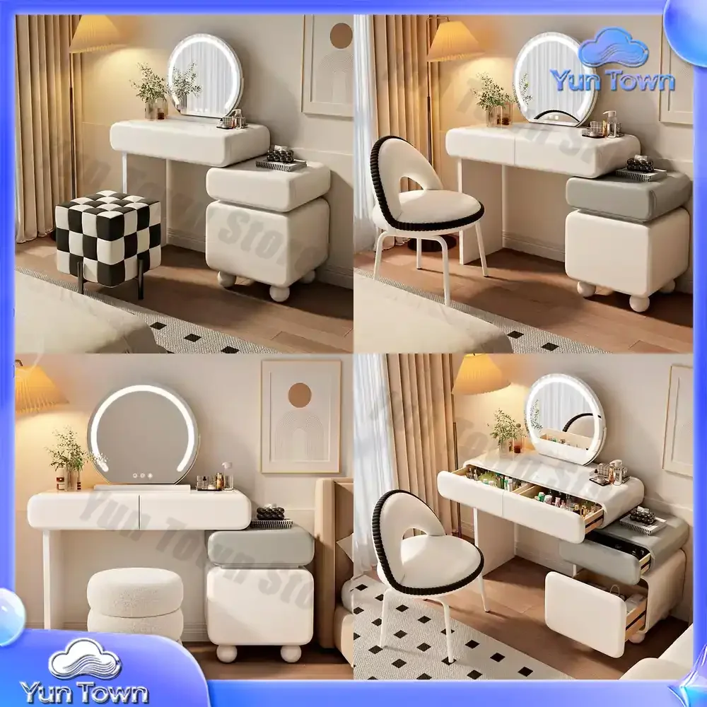 Cream wind rock slab dresser bedroom modern simple 2025 new light luxury small apartment makeup table bucket cabinet