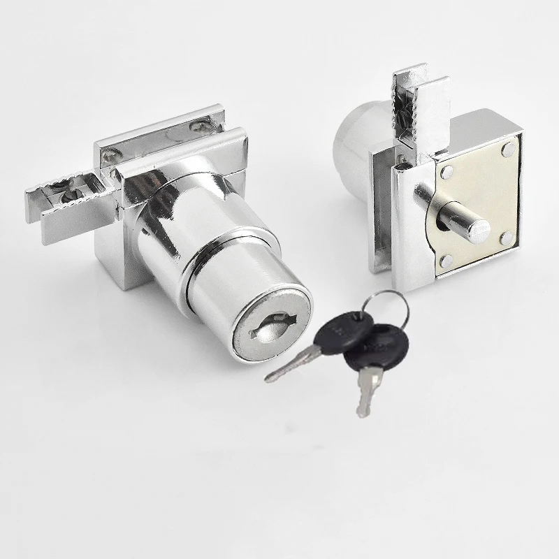 HOT 10PCS Zinc Alloy Glass Cabinet Sliding Door Locks Jewelry Showcase Display Cabinet Chute Locks Keys Alike/Keys Different