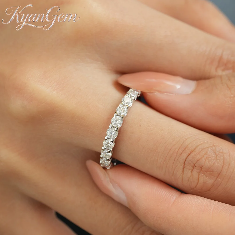 KyanGem Hip-Hop Asymmetric Full Diamond Platinum PT950 Ring for Women Shimmering 2.1 Carat Mossanite Ring Valentine's Day Gift
