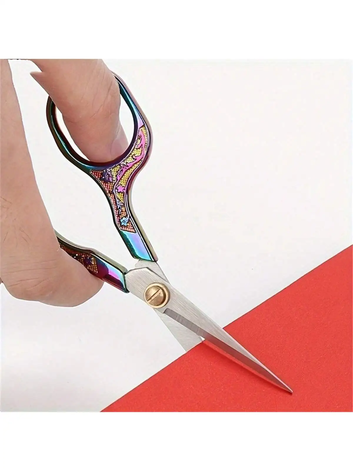 Colorful Stainless Steel Sewing Scissors Vintage Rainbow Tailor Shears Sharp Fabric Cutter for Dressmaker DIY Crafts Sewing Accessories - view 3