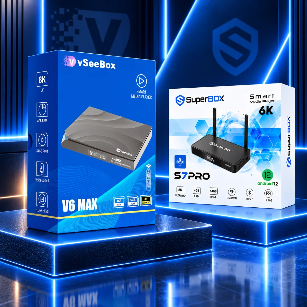 vSeeBox V6 max Media Device + 1 Free S7 Pro Included Combo Deal | US Shipping