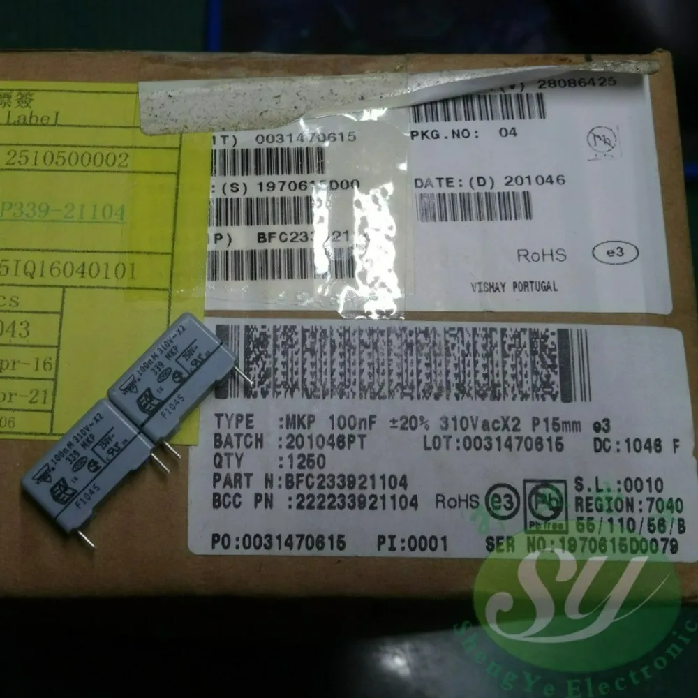 10pcs/lot MKP339 0.1uf 310vAC 100nf u1 104 M brand new 15mm film capacitor BFC233921104
