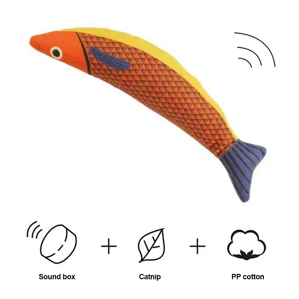 Simulation Fish Goldfish Cat Toy Catnip Cat Chew Bite Plush Toys Pillowfish Interactive Sounding Cat Supplies