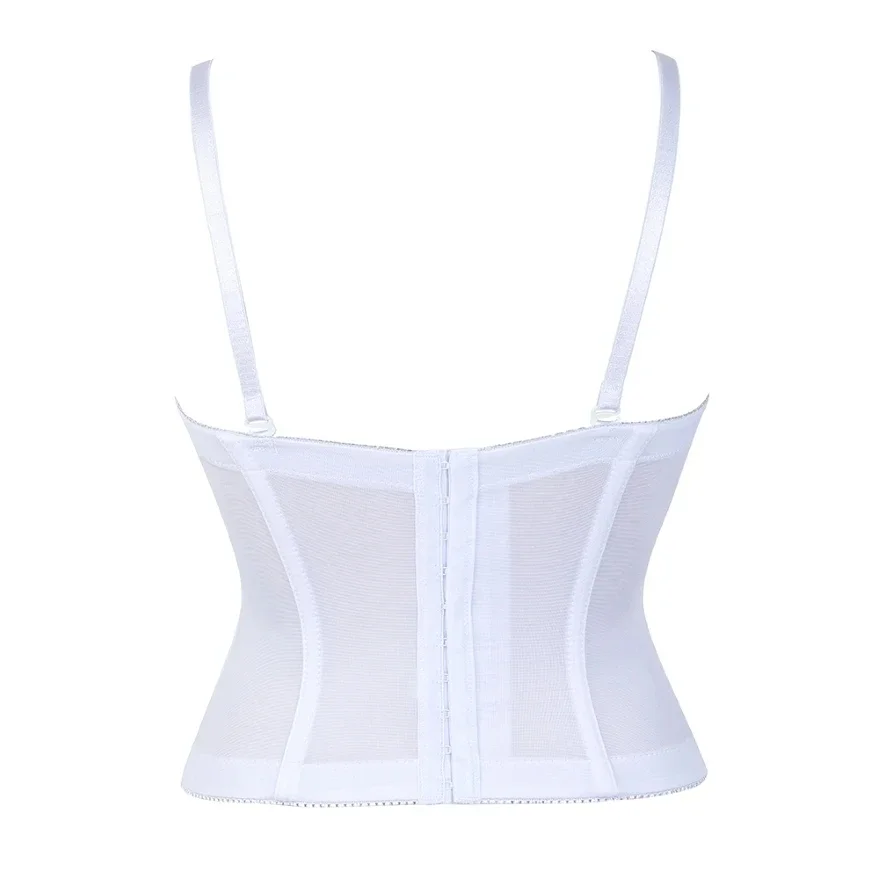 Women Bridal Corset Bustiers Top with Adjustable Straps Shapewear Wedding Lingerie White Black