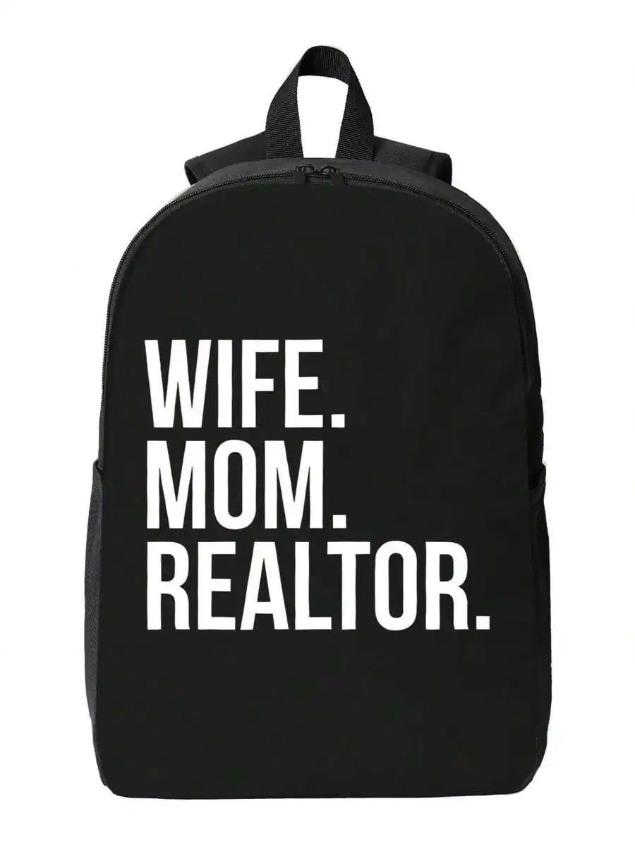 

Minimalist Black Backpack With Bold Letter Print For Adults