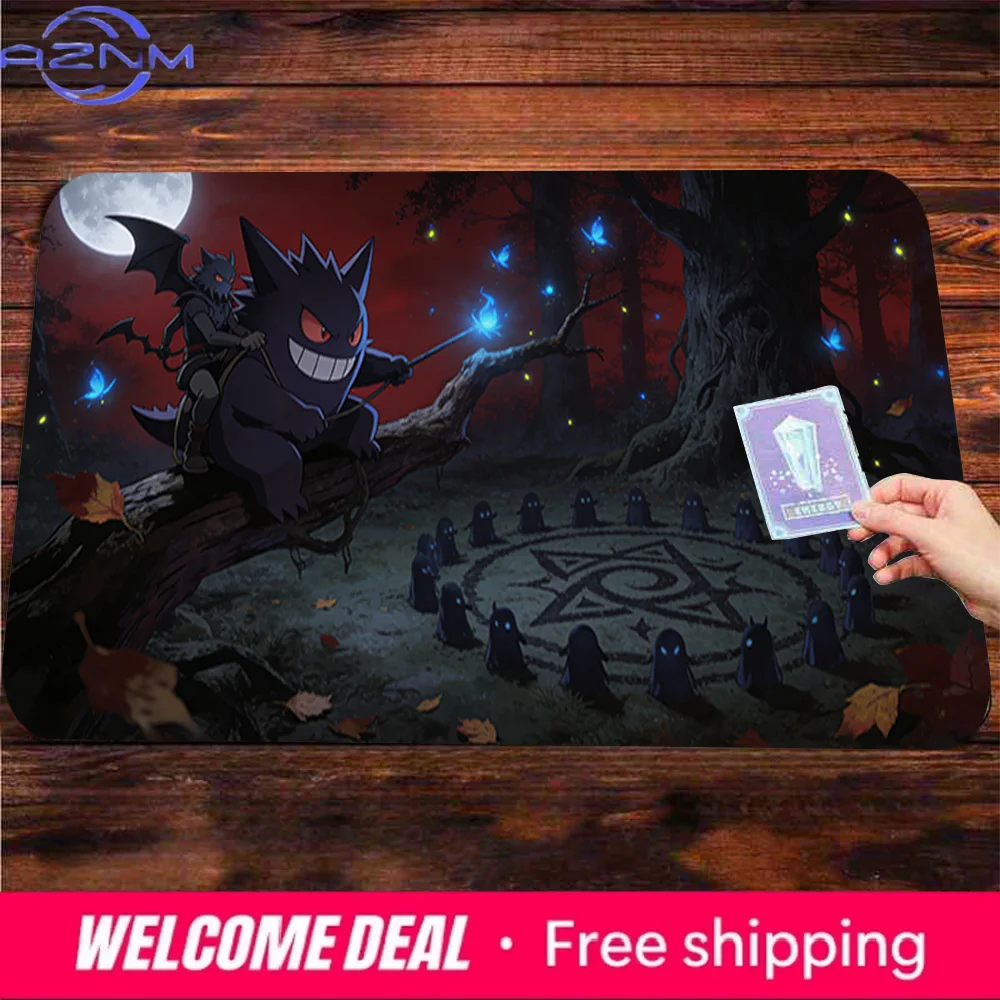 Pokemon Gengar Full Moon Ritual Rider Forest Non-Slip Large Gaming Mouse Pad TCG Playmat