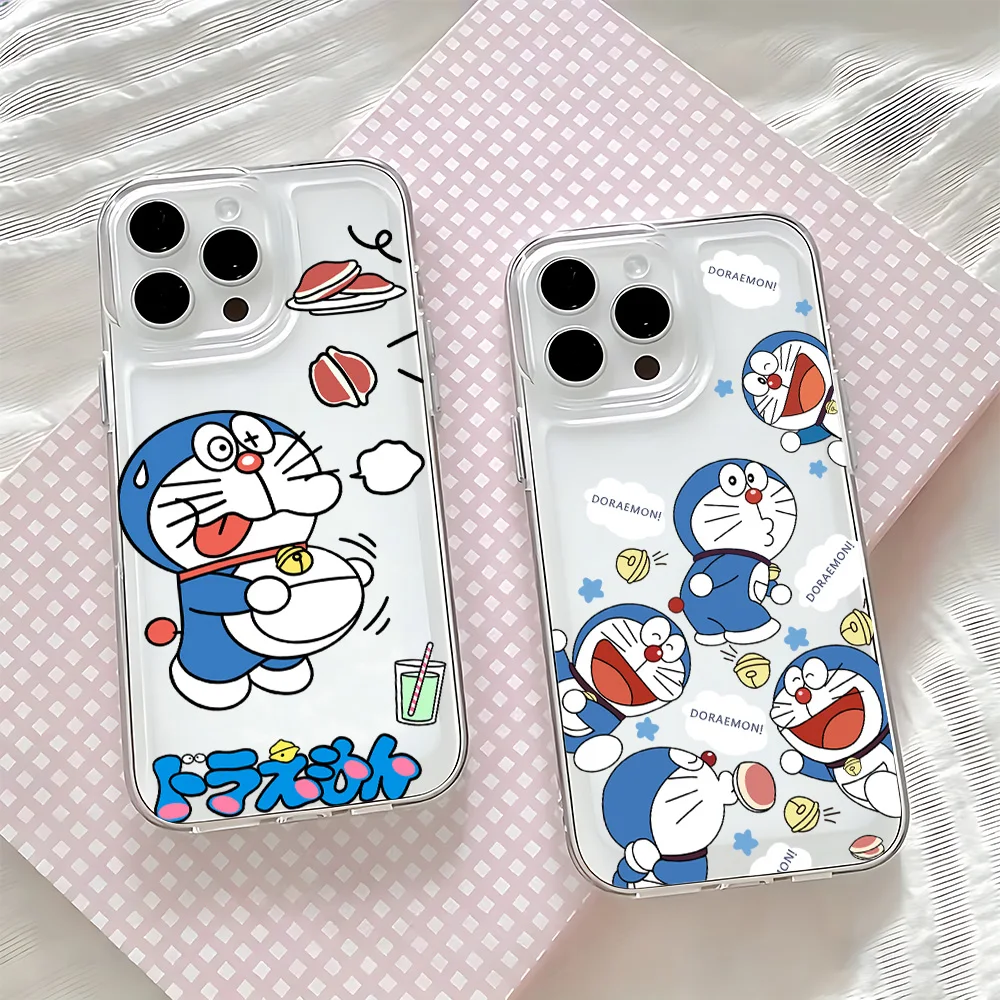 Funda de teléfono con dibujos de Doraemons para Samsung Galaxy S26 S25 S24 S23 S22 S21 S20 FE Note20 Note10 Edge Plus Ultra Lite 5G transparente