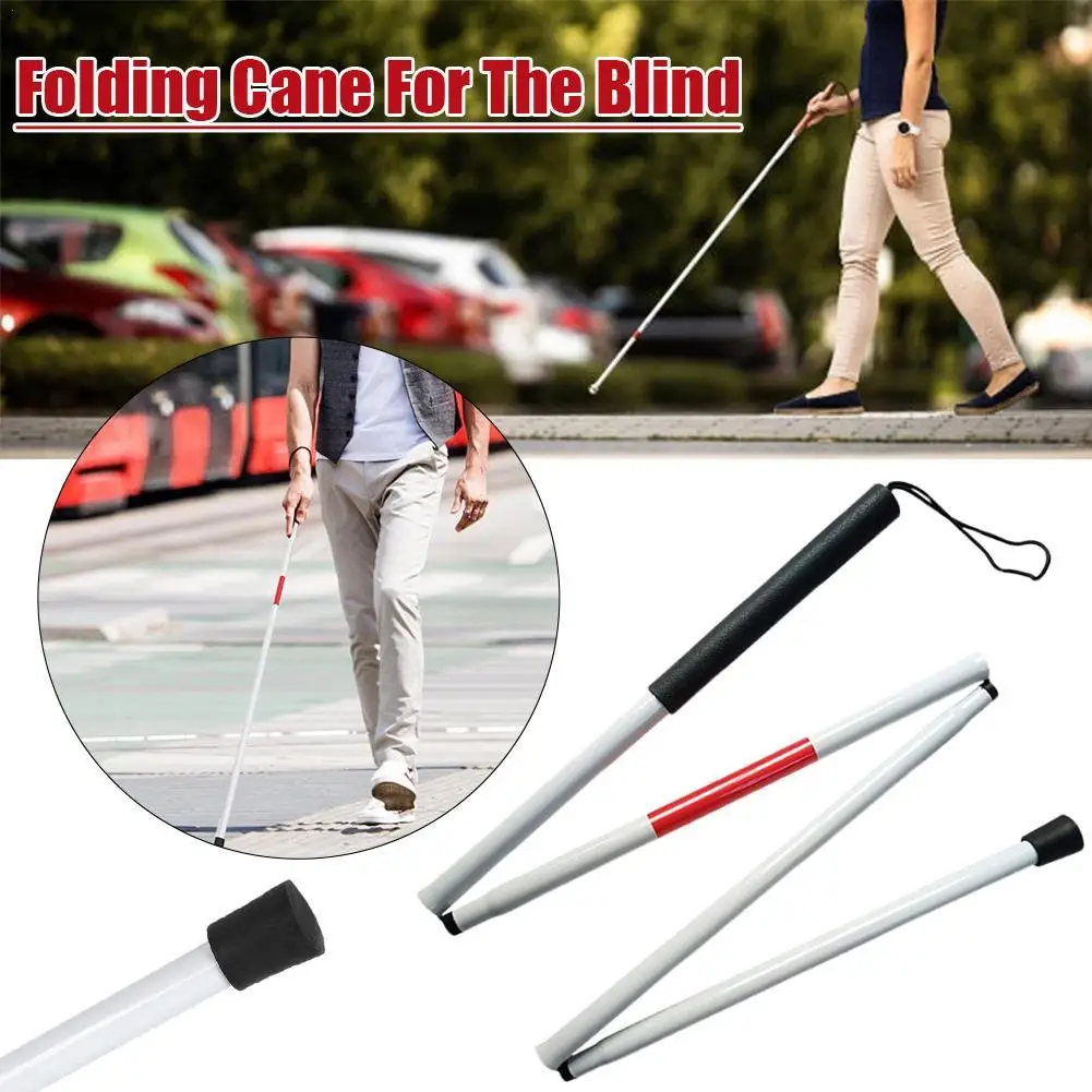 

Складная легкая белая трость, слепая трость для слабовидящих, профессиональное средство для мобильности с валом из алюминиевого сплава
