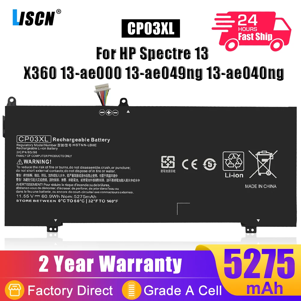 LISCN 60.9Wh CP03XL Battery for HP Spectre x360 13-ae049ng 13-ae040ng 13-ae011ur 13-ae052nr 13-ae006no 13-ae001ng HSTNN-LB8E