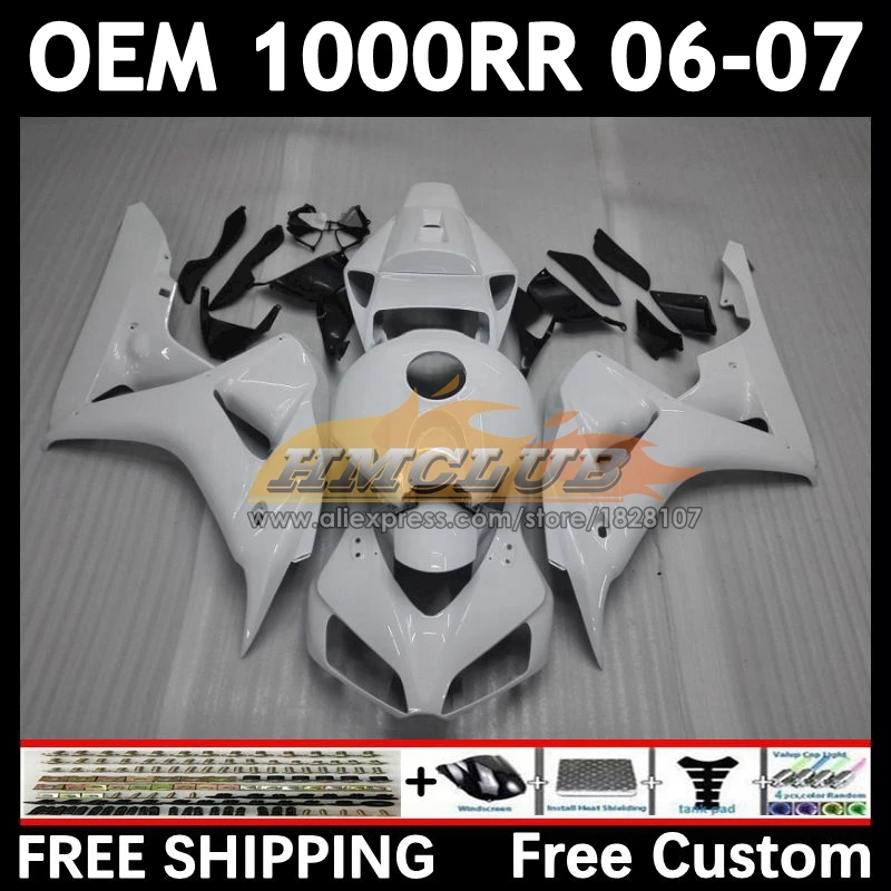 100%Fit Fairing For HONDA CBR 1000 RR CBR1000 RR CC 1000RR 1000CC gloss white 76No.17 CBR1000RR 06 07 2006 2007 Injection Body