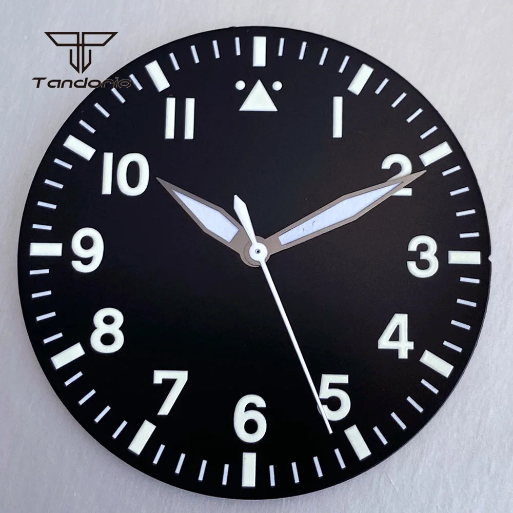 Tandorio 38mm Flieger Watch Dial and Hands Black/Blue/Green/White 8