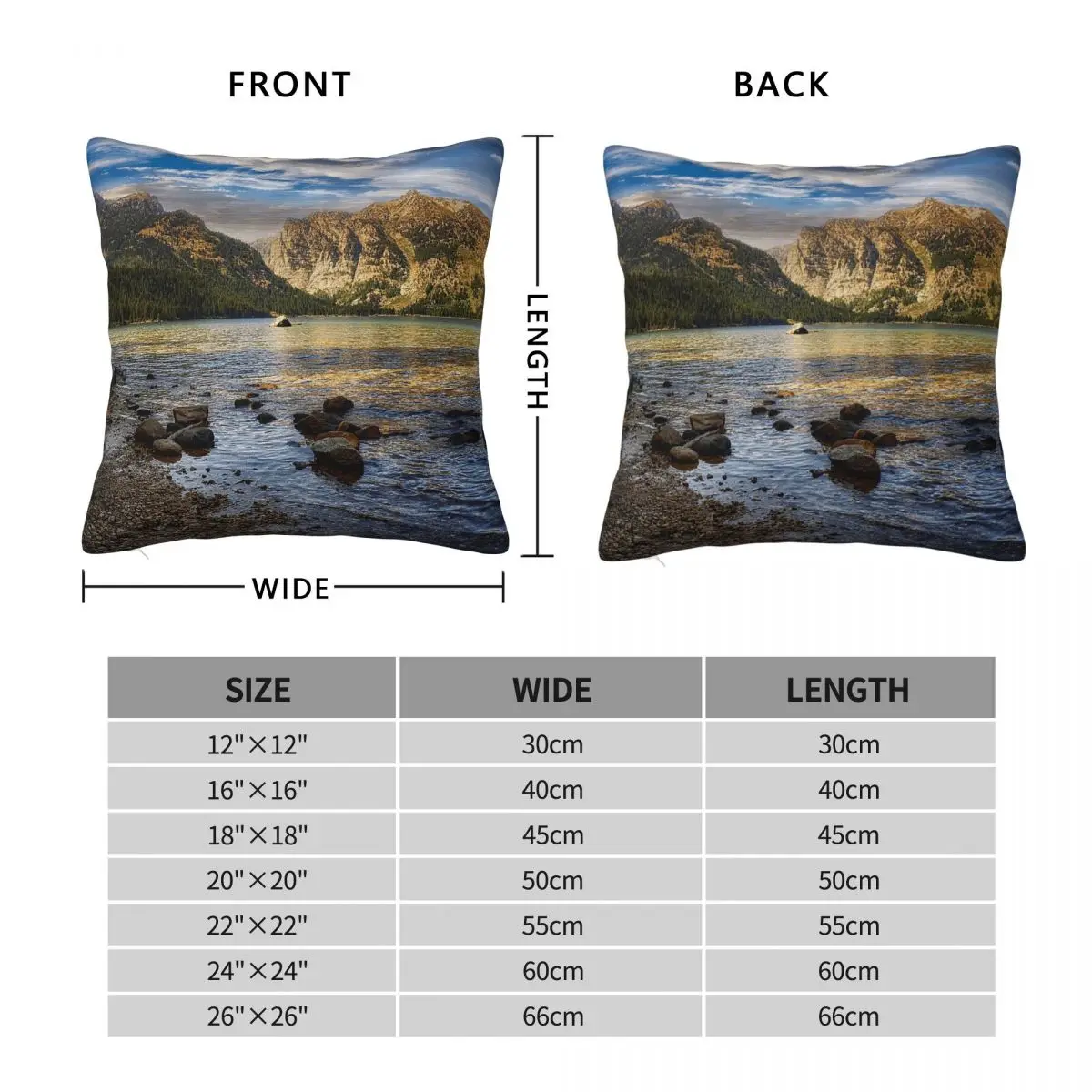 Phelps Lake Grand Teton National Park Square Pillowcase Polyester Linen Velvet Creative Zip Decorative Pillow Room Cushion Cover