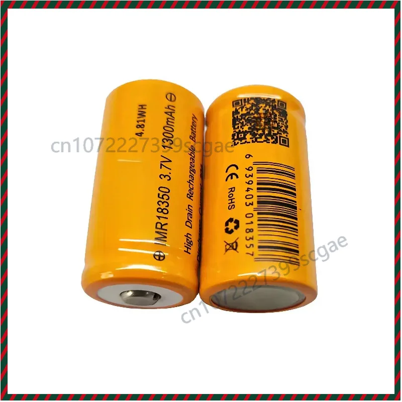 Rechargeable IMR18350 Lithium‑Ion Battery 3.7V 1300mAh With Solder Tab, 2‑4 Pcs/Lot