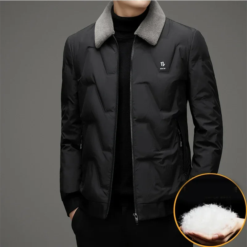 Men's Down Jacket Winter Lapel Versatile New Detachable Collar Thickened Warm Jacket