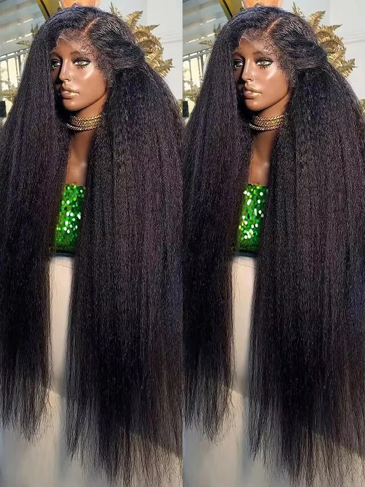 

30Inch Kinky Straight Human Hair Wigs 5x5 Ready To Wear Glueless Wig 13x4 Lace 360 HD Full Lace Frontal Human Hair Wig For Women