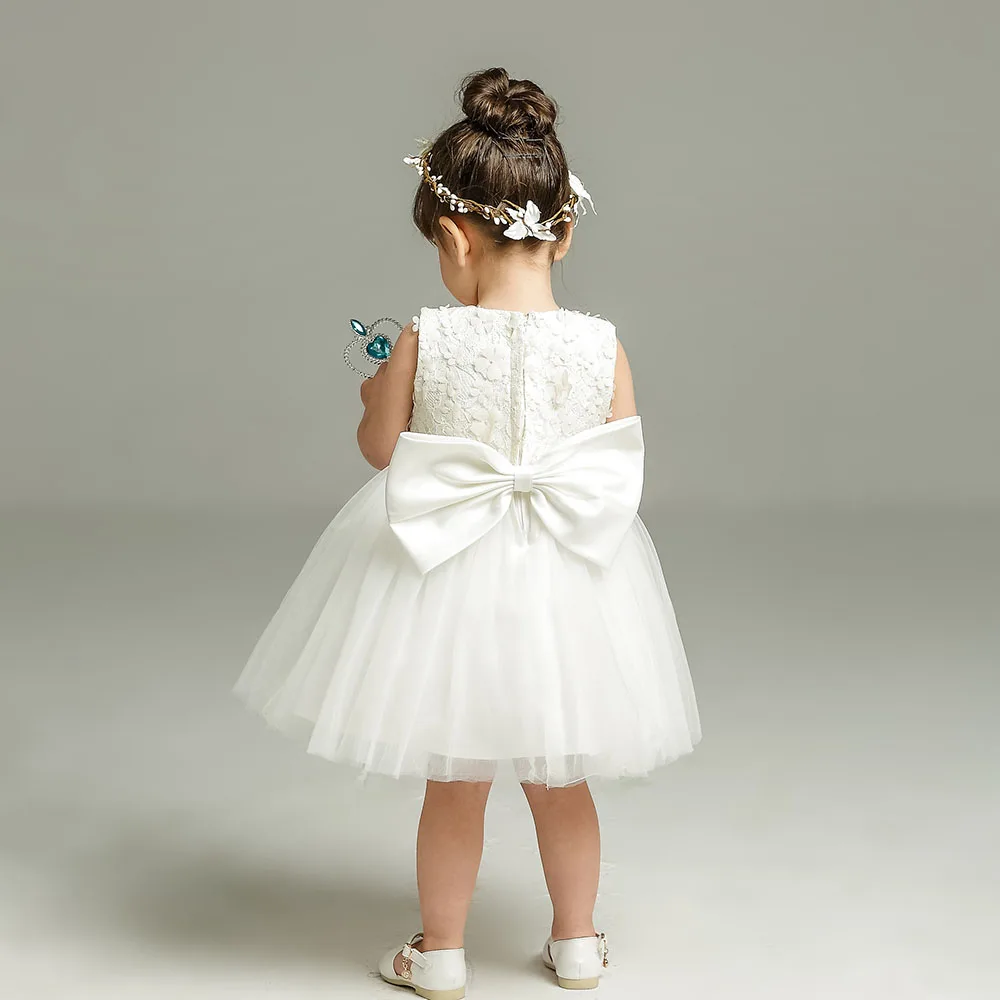 

Baby Girly Dress Flower Girls' Wedding Dresses Kid Princess Clothes with Bow for Newborns