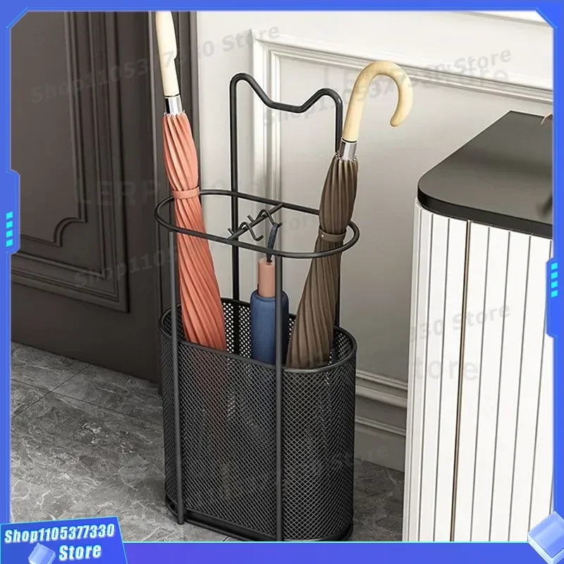 Minimalist Wrought Iron Umbrella Stand Modern Home Door Storage Rack Creative Drain Holder for Hotel Lobby Entrance Decor
